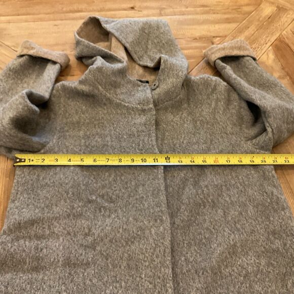 Eileen Fisher Hooded Coat Baby Alpaca Wool-Blend Gray Taupe Size S/P - Picture 7 of 10